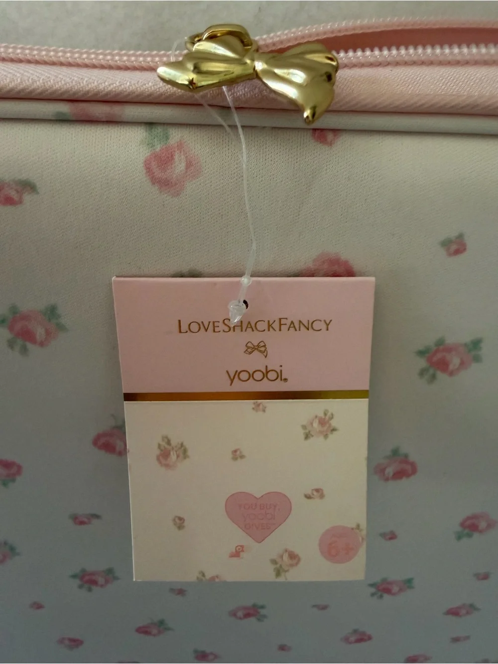 LoveShackFancy Floral 15in Laptop Sleeve Blooming Heirloom Ditsy Gold Bow Charm